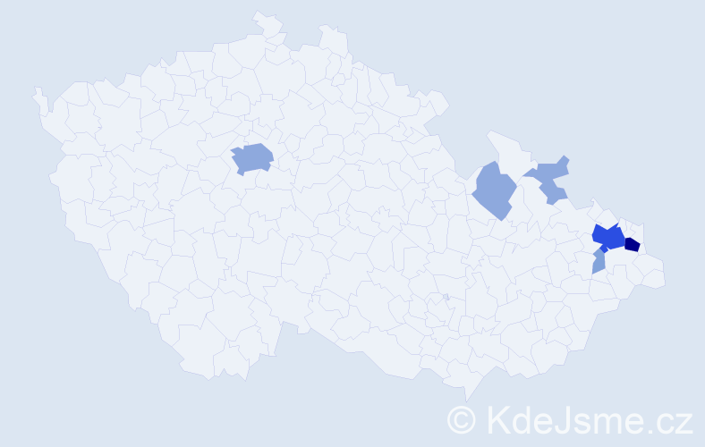 Příjmení: 'Vintrocha', počet výskytů 18 v celé ČR