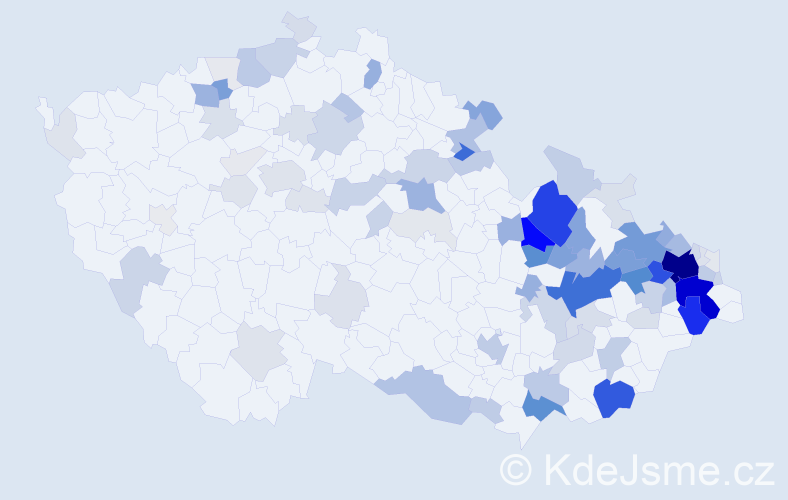 Příjmení: 'Matěj', počet výskytů 417 v celé ČR