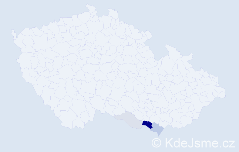 Příjmení: 'Vyhoda', počet výskytů 9 v celé ČR