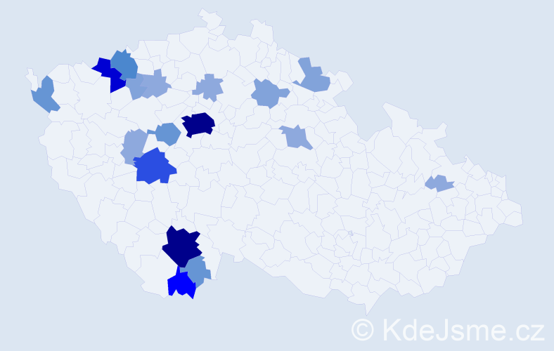 Příjmení: 'Pechoč', počet výskytů 58 v celé ČR
