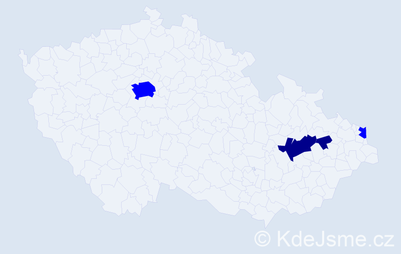 Příjmení: 'Pulkart', počet výskytů 6 v celé ČR