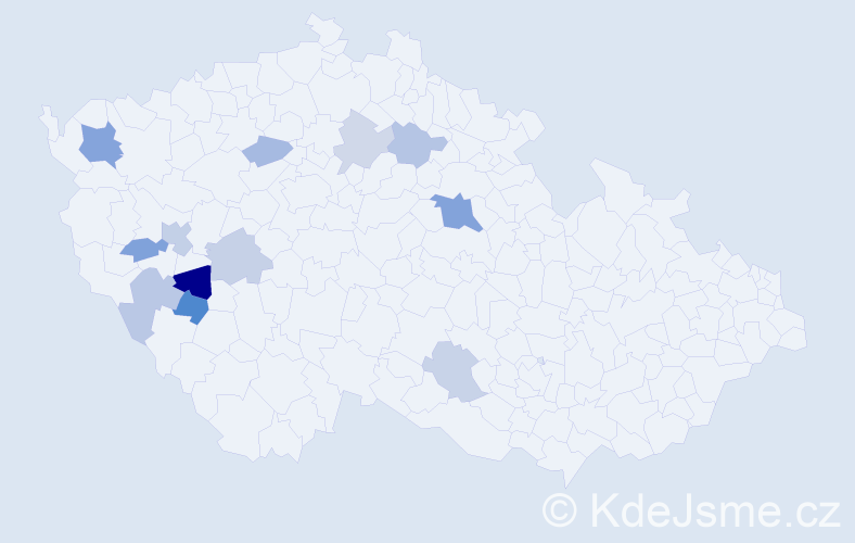 Příjmení: 'Jechura', počet výskytů 19 v celé ČR