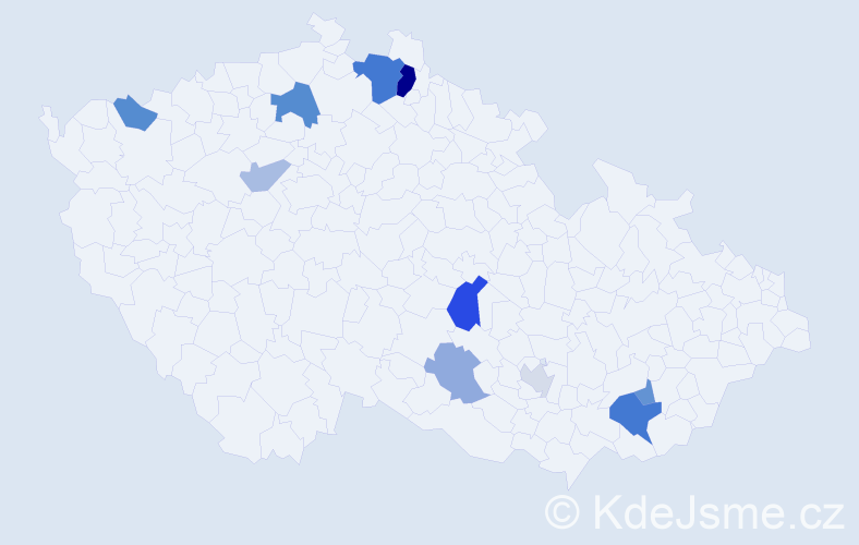 Příjmení: 'Pesser', počet výskytů 20 v celé ČR