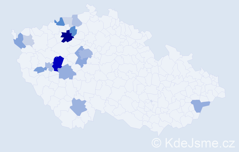 Příjmení: 'Kaloušová', počet výskytů 56 v celé ČR