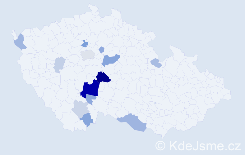 Příjmení: 'Kubálová', počet výskytů 46 v celé ČR