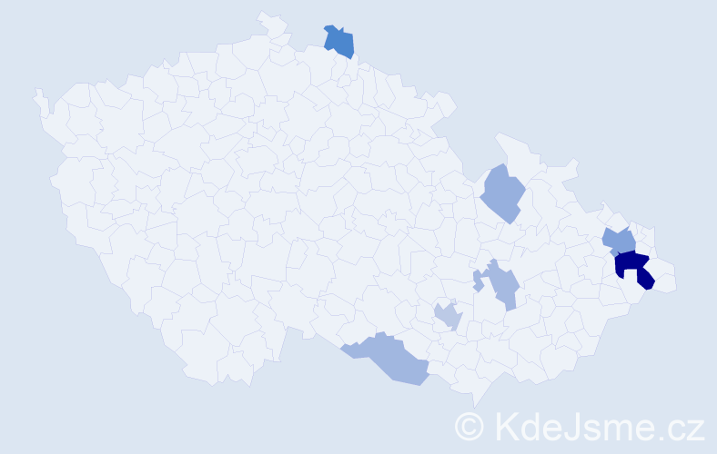 Příjmení: 'Pazděrová', počet výskytů 17 v celé ČR