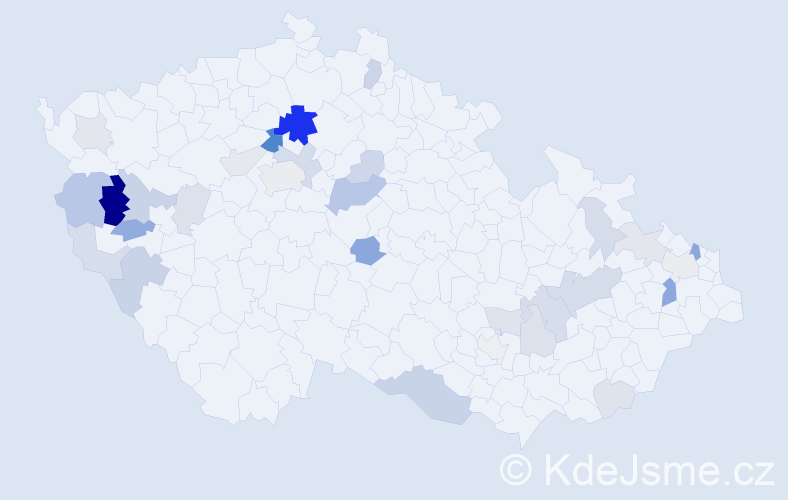 Příjmení: 'Bodišová', počet výskytů 78 v celé ČR