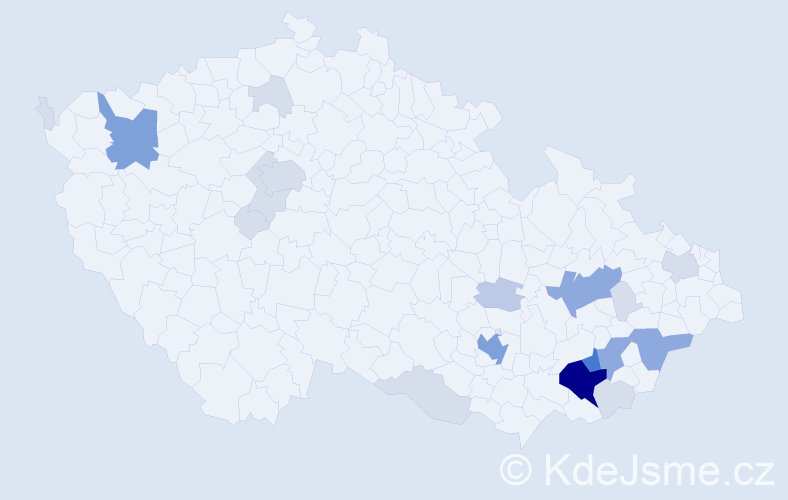 Příjmení: 'Močičková', počet výskytů 59 v celé ČR