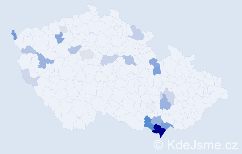 Příjmení: 'Dobšíčková', počet výskytů 73 v celé ČR