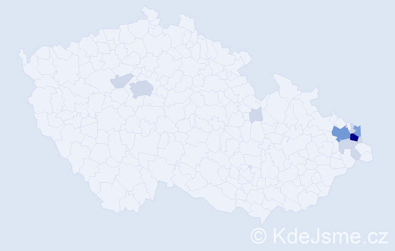 Příjmení: 'Kosiec', počet výskytů 30 v celé ČR