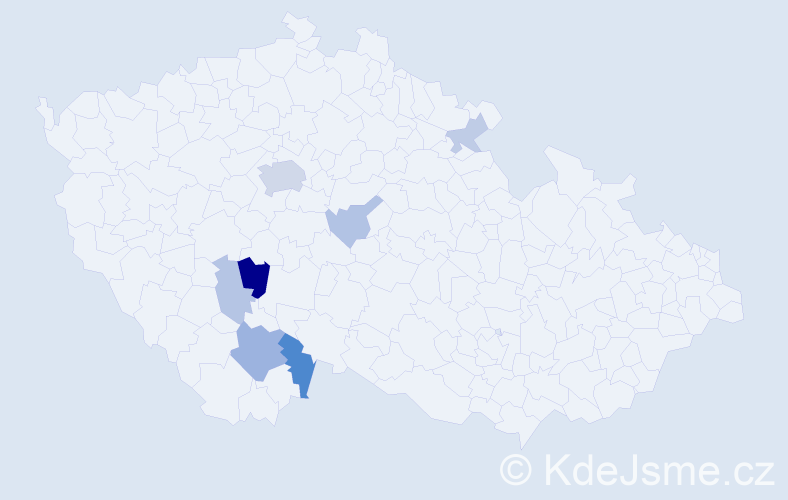 Příjmení: 'Kyzour', počet výskytů 18 v celé ČR