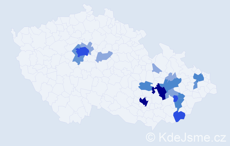 Příjmení: 'Prusenovská', počet výskytů 63 v celé ČR