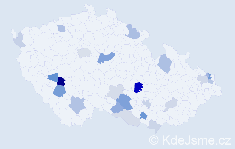 Příjmení: 'Krajčo', počet výskytů 55 v celé ČR