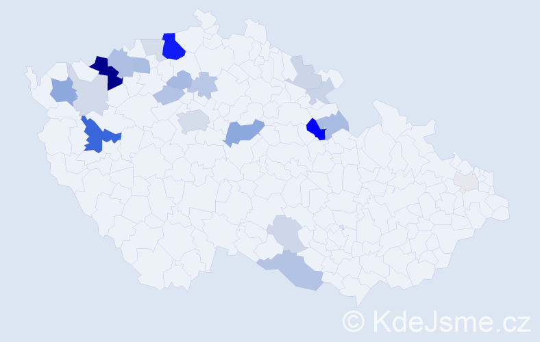 Příjmení: 'Kelešová', počet výskytů 63 v celé ČR