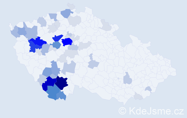 Příjmení: 'Toncarová', počet výskytů 183 v celé ČR