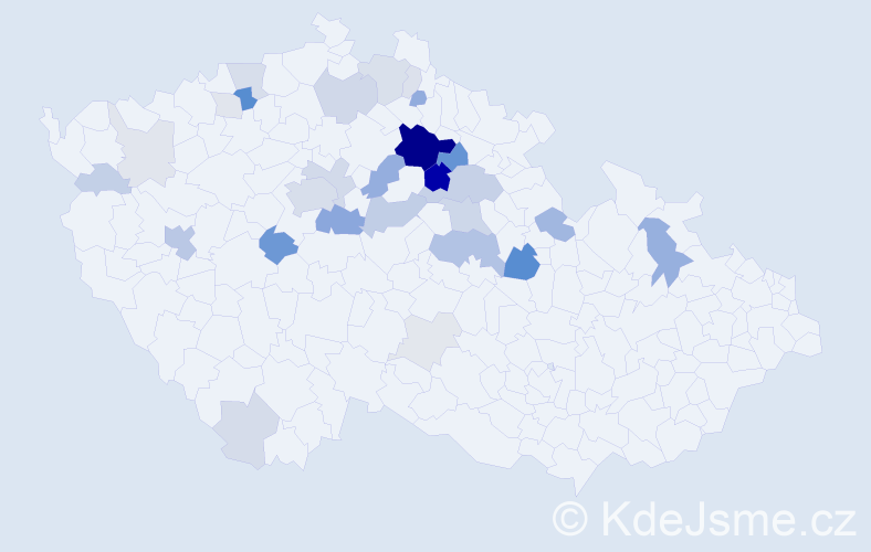 Příjmení: 'Kykal', počet výskytů 105 v celé ČR