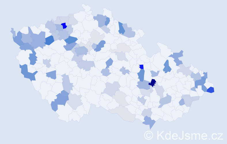 Příjmení: 'Bednár', počet výskytů 237 v celé ČR