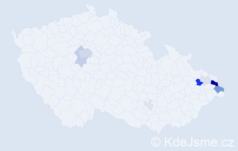 Příjmení: 'Oczko', počet výskytů 24 v celé ČR