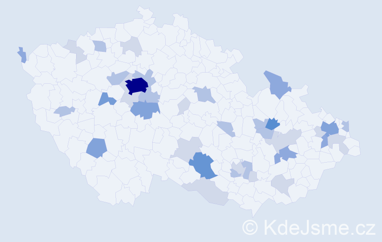 Příjmení: 'Mojdl', počet výskytů 92 v celé ČR