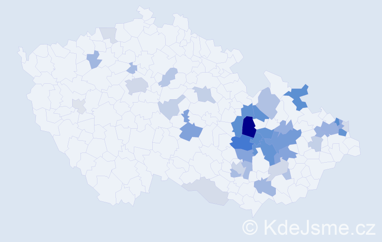 Příjmení: 'Dospiva', počet výskytů 107 v celé ČR