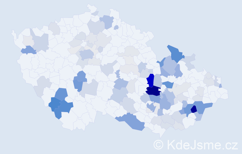 Příjmení: 'Řezník', počet výskytů 384 v celé ČR