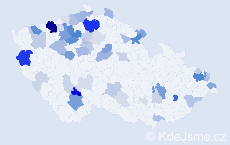 Příjmení: 'Marcin', počet výskytů 190 v celé ČR