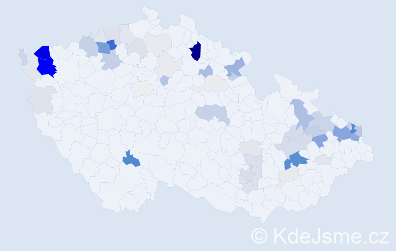Příjmení: 'Klempár', počet výskytů 276 v celé ČR