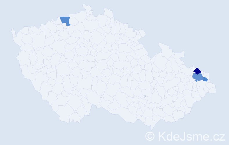 Příjmení: 'Canalová', počet výskytů 5 v celé ČR