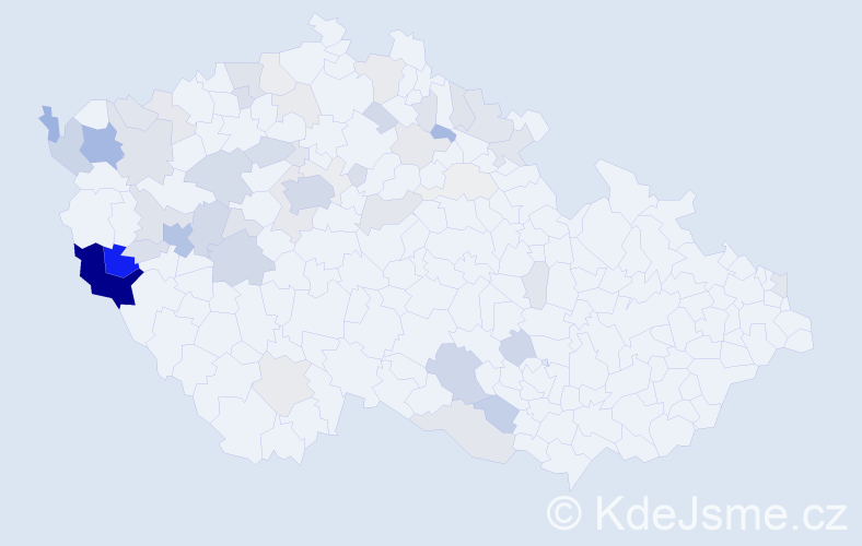 Příjmení: 'Pejsar', počet výskytů 185 v celé ČR