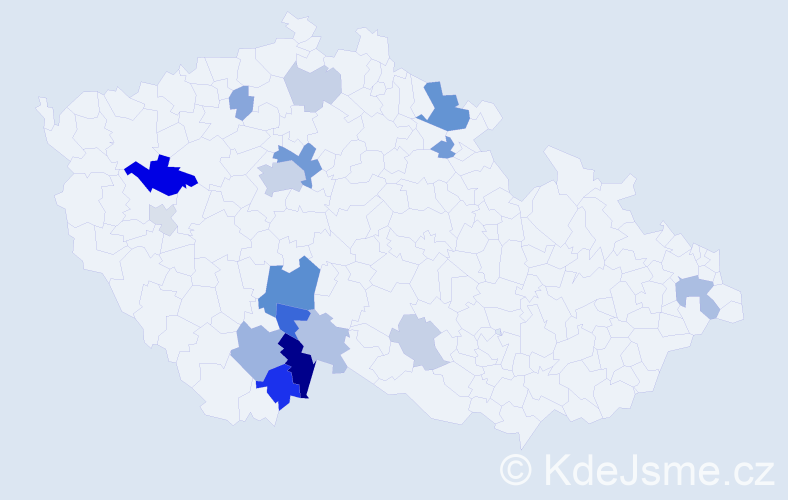 Příjmení: 'Haiderová', počet výskytů 44 v celé ČR