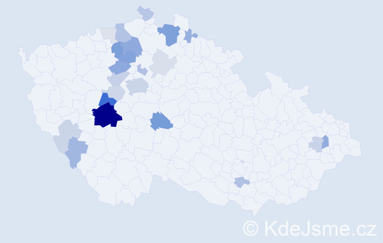 Příjmení: 'Koňasová', počet výskytů 69 v celé ČR