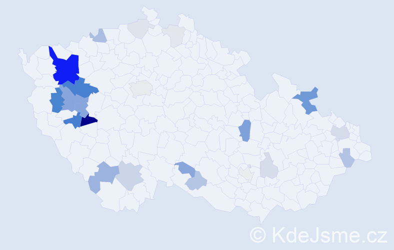 Příjmení: 'Kolena', počet výskytů 79 v celé ČR