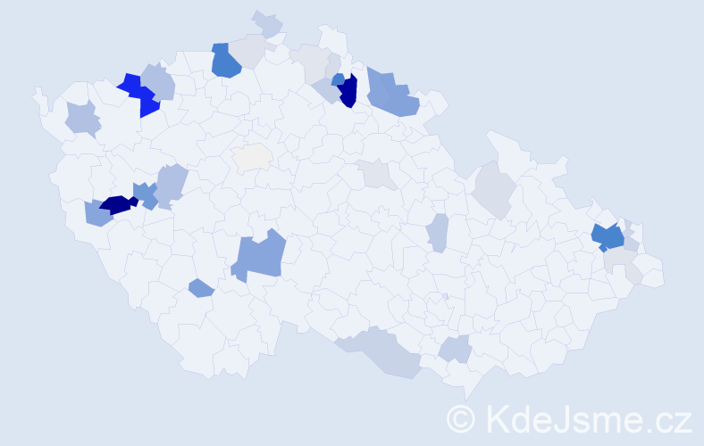 Příjmení: 'Geci', počet výskytů 125 v celé ČR