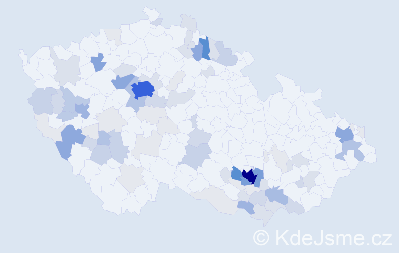Příjmení: 'Kvarda', počet výskytů 331 v celé ČR