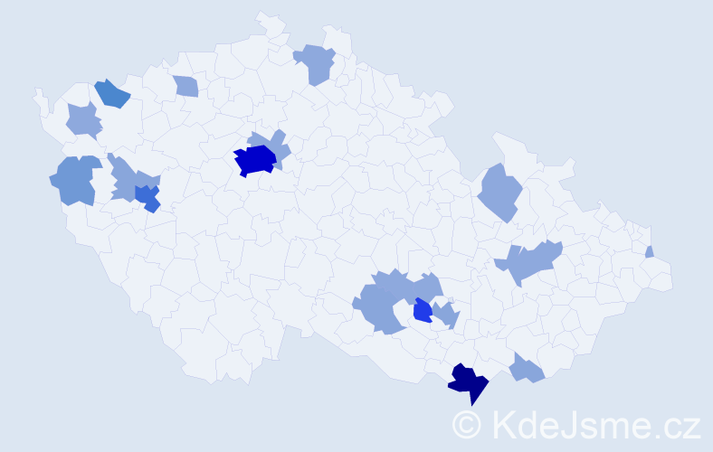 Příjmení: 'Malatová', počet výskytů 52 v celé ČR
