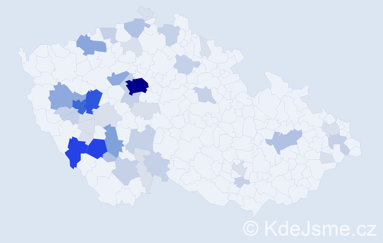 Příjmení: 'Janout', počet výskytů 154 v celé ČR