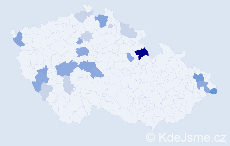 Příjmení: 'Kulštejn', počet výskytů 58 v celé ČR