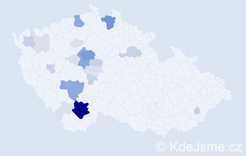 Příjmení: 'Čalounová', počet výskytů 77 v celé ČR