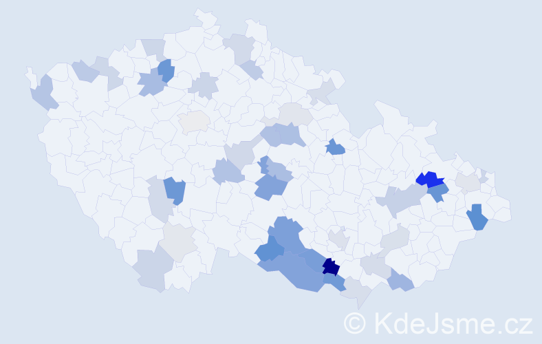Příjmení: 'Zelenák', počet výskytů 85 v celé ČR