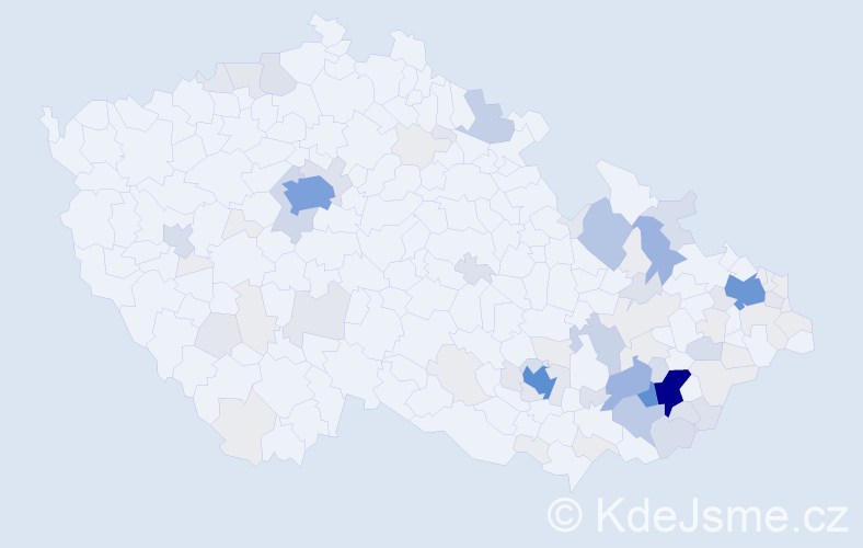 Příjmení: 'Vavrušová', počet výskytů 334 v celé ČR