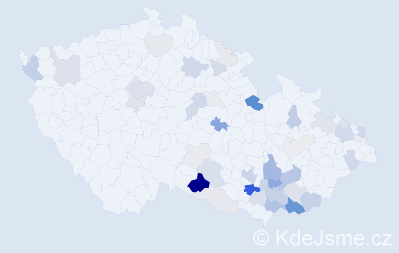 Příjmení: 'Nejedlíková', počet výskytů 138 v celé ČR