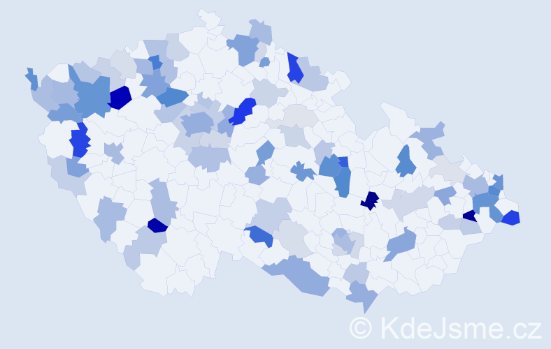 Příjmení: 'Bednárová', počet výskytů 236 v celé ČR