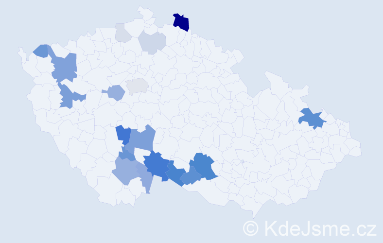 Příjmení: 'Kravarová', počet výskytů 56 v celé ČR