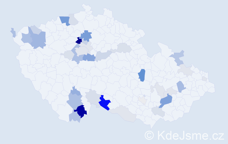 Příjmení: 'Kulhan', počet výskytů 111 v celé ČR