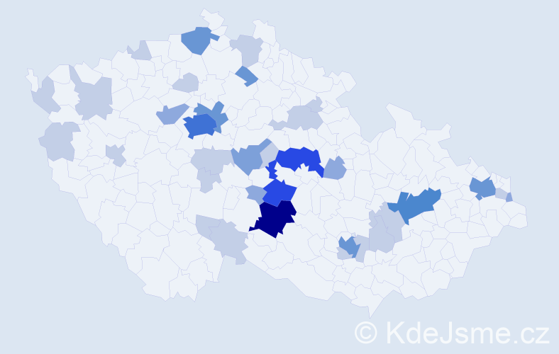 Příjmení: 'Haláková', počet výskytů 85 v celé ČR