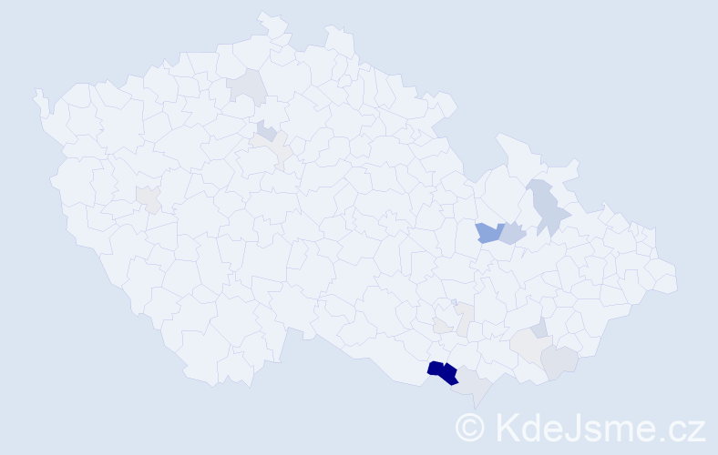 Příjmení: 'Štyksová', počet výskytů 44 v celé ČR
