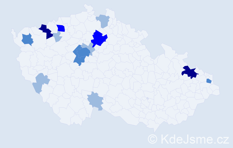 Příjmení: 'Budáč', počet výskytů 27 v celé ČR