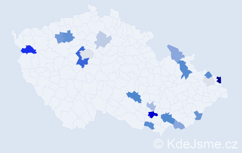 Příjmení: 'Zúbková', počet výskytů 44 v celé ČR
