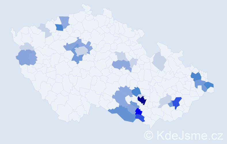 Příjmení: 'Vrška', počet výskytů 117 v celé ČR