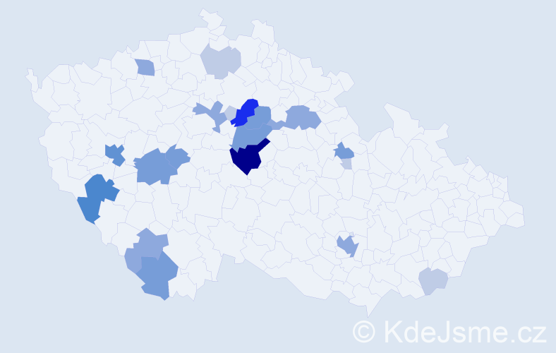 Příjmení: 'Dudla', počet výskytů 58 v celé ČR